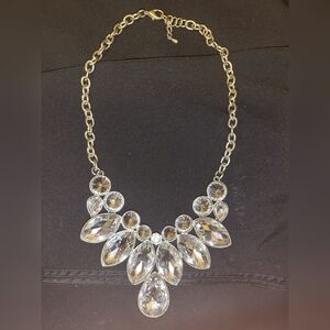 Sophisticated Faux Diamond Necklace with Goldtone Chain